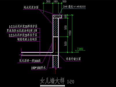 女儿墙详图 施工图 建筑通用节点