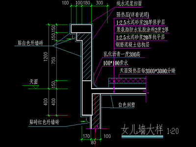 女儿墙详图施工图 建筑通用节点