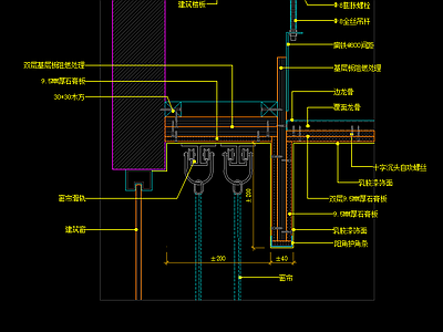 明装式窗帘盒天花节点图