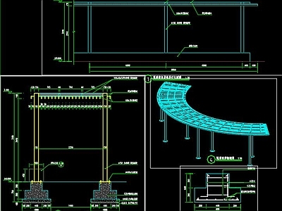 弧形廊架 施工图 施工造价物料清单竣工图