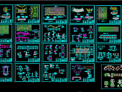 一套室外园林艺术花架施工图