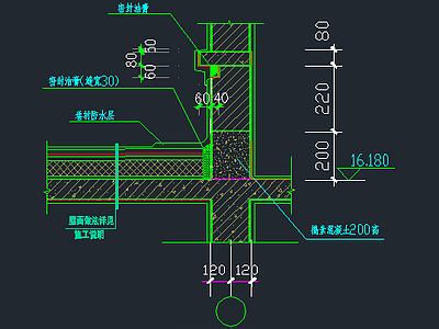 退台墙身泛水详图 施工图 建筑通用节点