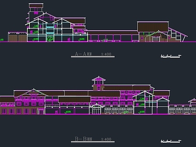 园林公建 特色建筑 度假村施工图