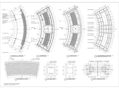 新中式广场弧形钢结构廊架 施工图 节点