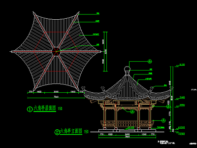 中式六角亭 施工图