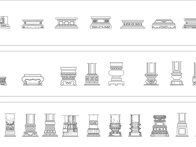 中式柱子图块合集 柱