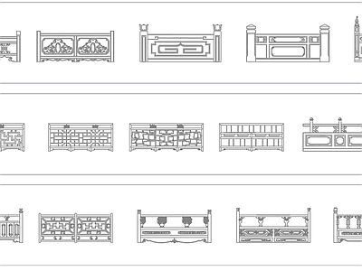中式栏杆图块合集 施工图 柱