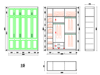 现代风格定制橱柜 阳台柜 施工图