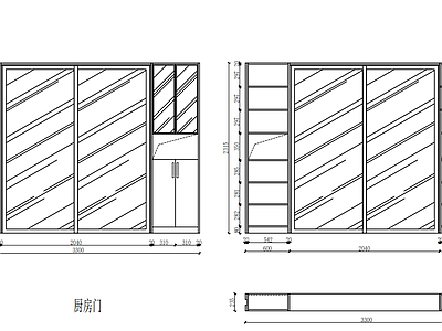 现代风格 定制 阳台柜 施工图