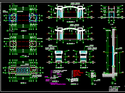 龙集镇龙园小区大门建筑施工图 局部景观