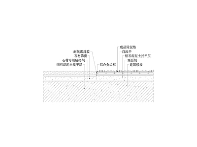 石材 除泥垫交接地坪节点图 施工图