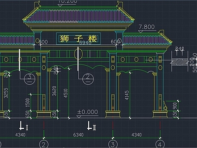 中式牌楼建筑平面立面剖面大样 施工图