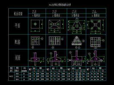 基础承台大样 承台节点 承台详图 建筑通用节点