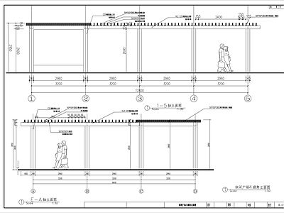 现代简约风格防腐木廊架施工图