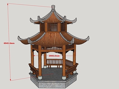 中式古建双层六角亭 施工图