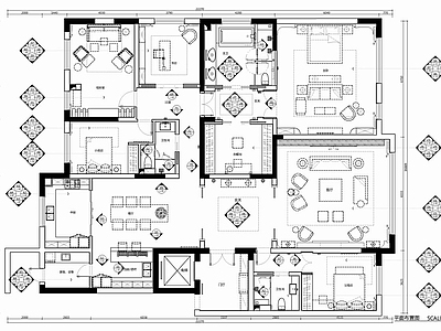 320㎡大平层 五居室 CAD施工图