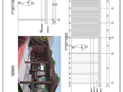 现代休闲廊架 施工图