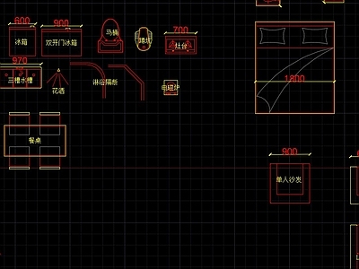 家具图库 施工图  平面图块