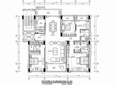 160㎡大平层私宅CAD施工图