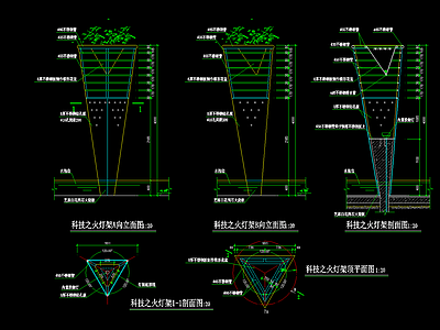 景观灯柱施工图 景观小品