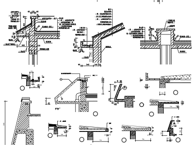 女儿墙大样 檐口大样 钢板中天沟 施工图
