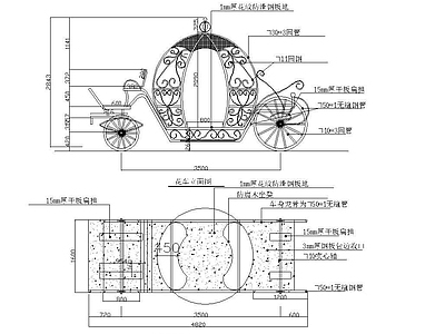 铁艺花车拱形双柱铁艺长廊 施工图