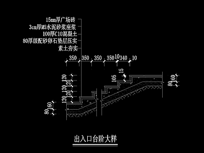 公园台阶 节点施工图 景观小品