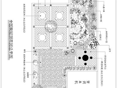 医院景观花园设计平立面图 施工图 医院疗养景观