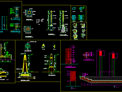 多种灯柱及特色垃圾桶详图 施工图