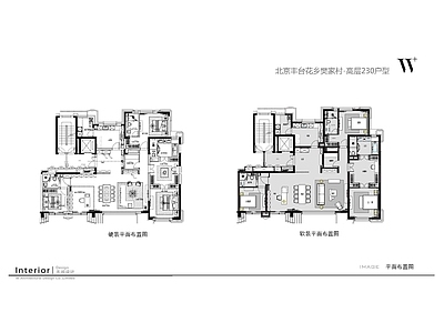 新中式 230户型平层样板施工图 彩平图