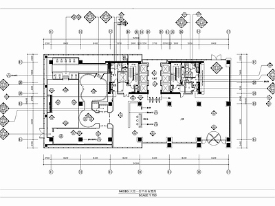 1300㎡办公楼大堂电梯厅CAD施工图