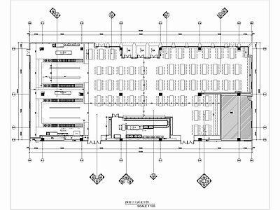 1100㎡员工餐厅CAD施工图 员工食堂