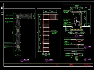 L型景观木廊架节点施工图