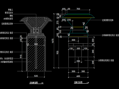 花坛花钵施工图 景观小品