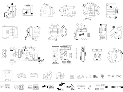 代客厅沙发组合CAD平面图块