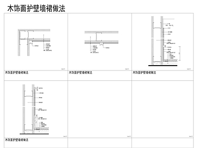 木饰面护壁墙裙施工节点大样图