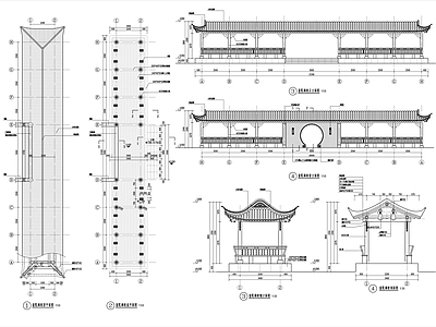 中式廊架施工图