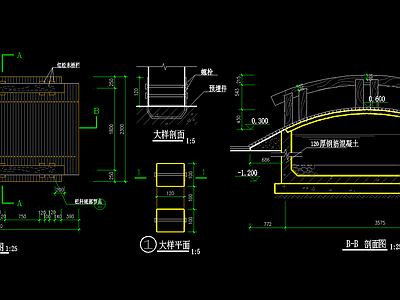 景观桥节点详图施工图 景观小品