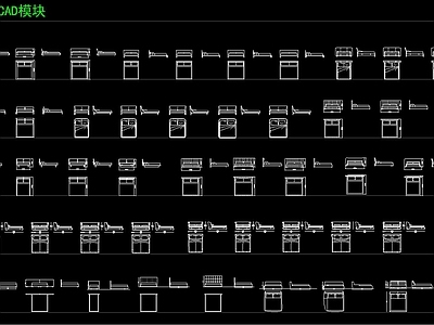 国外床具系列高端CAD模块施工图
