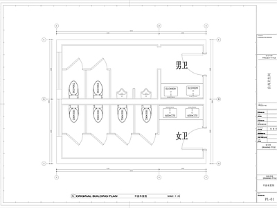 现代风格会所售楼部公共卫生间CAD施工图