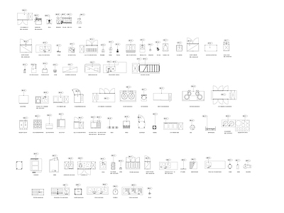 现代全套厨房设备CAD图块图例
