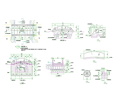 中式石拱桥石板桥施工图 景观小品