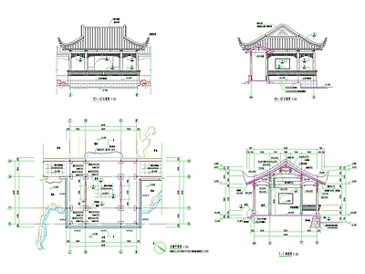 中式古典水榭亭子施工图