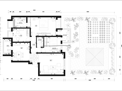 随园家装空间设计施工图 平层