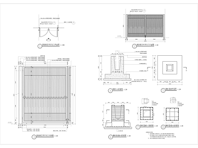 居住区学校消防铁艺平开大门节点详图 通用节点