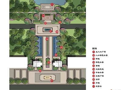 新中式居住区入口景观规划设计施工图