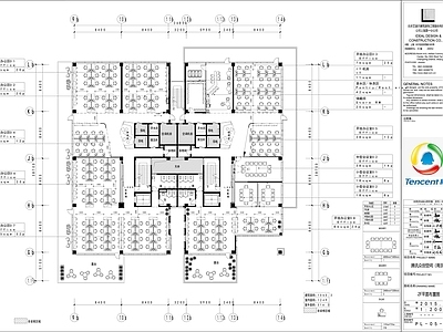 腾讯众创空间办公空间cad施工图