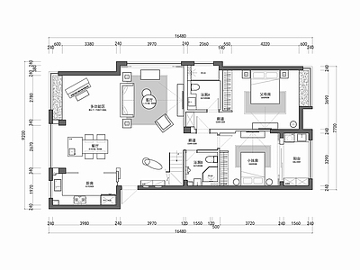 230㎡家装跃层空间设计CAD施工图 平层