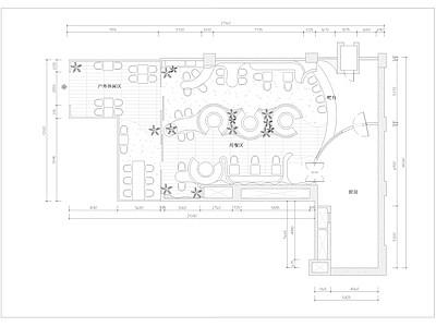 泰式酒吧餐厅CAD平面布置图施工图