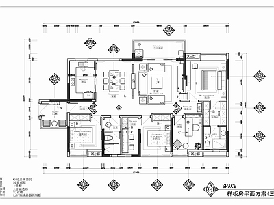 180㎡大平层家装样板间CAD施工图